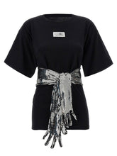Mm6 Maison Margiela Sequin Gloves T-shirt Black