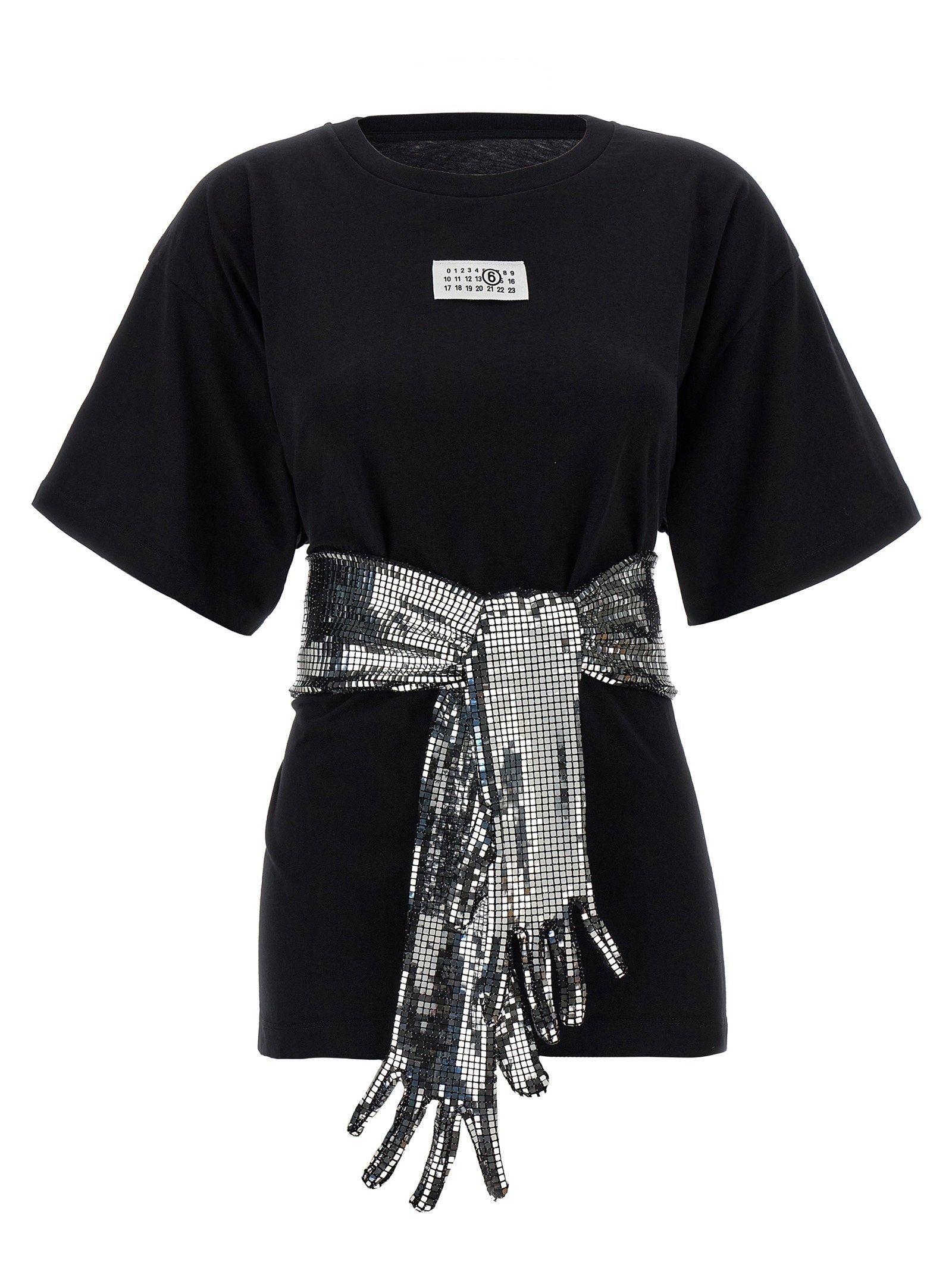 Mm6 Maison Margiela Sequin Gloves T-shirt Black