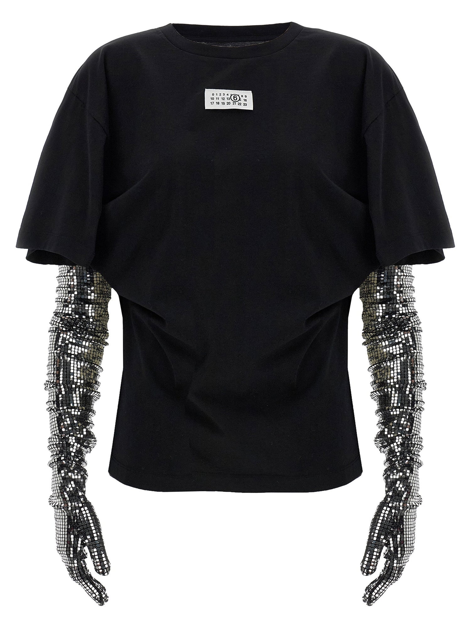 Mm6 Maison Margiela Sequin Gloves T-shirt Black