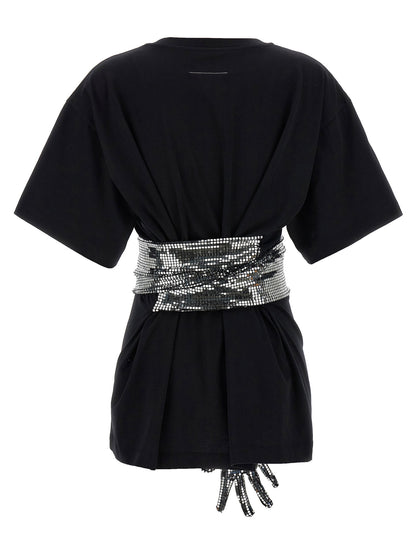Mm6 Maison Margiela Sequin Gloves T-shirt Black