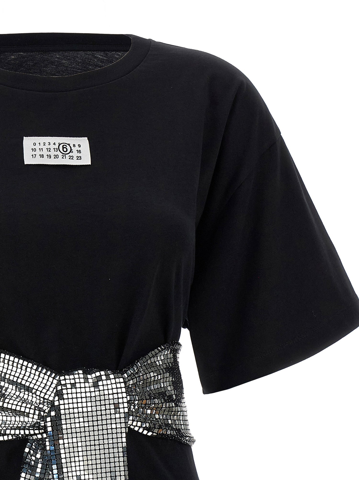 Mm6 Maison Margiela Sequin Gloves T-shirt Black