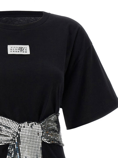 Mm6 Maison Margiela Sequin Gloves T-shirt Black