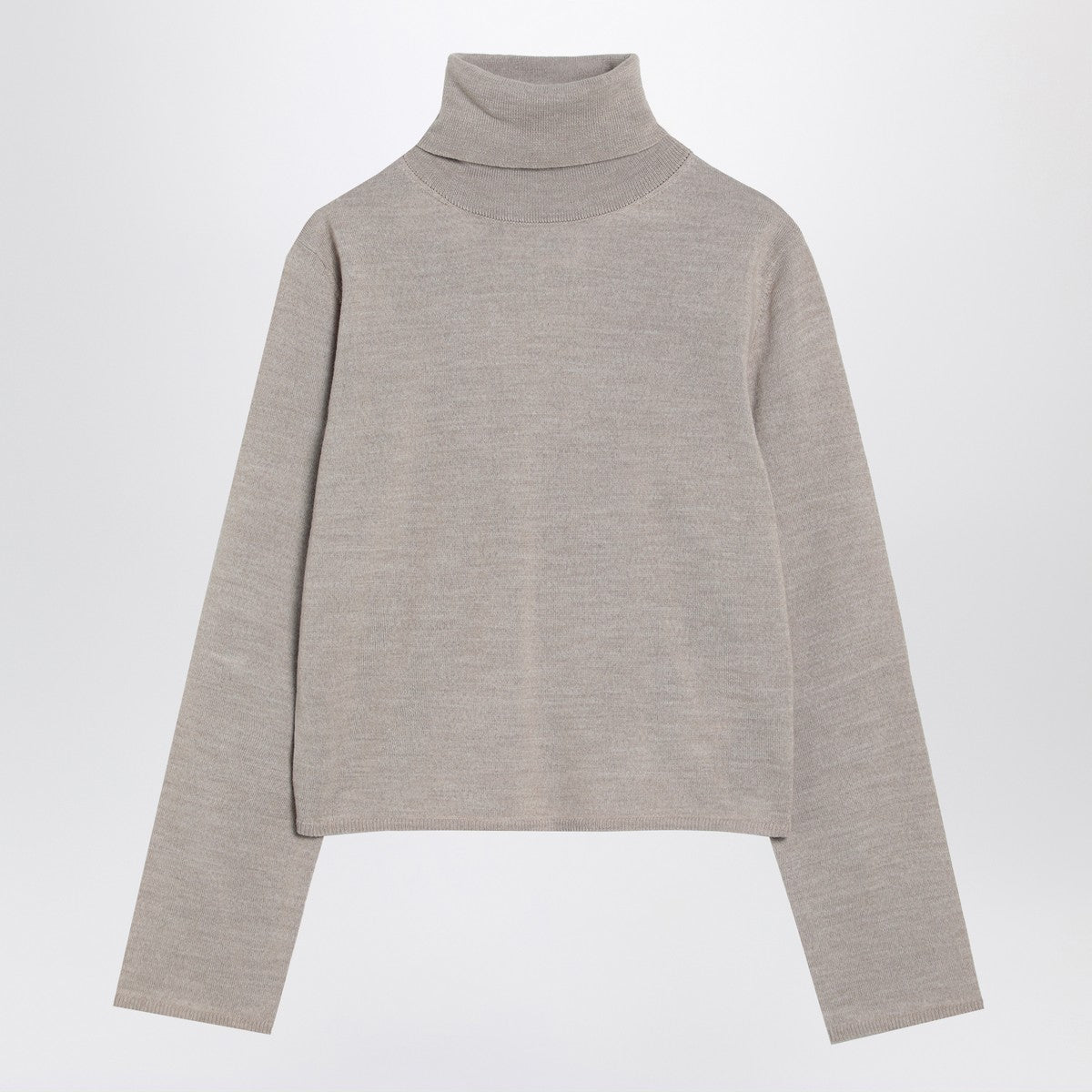 MM6 Maison Margiela Beige Wool-Blend Turtleneck Sweater with Black Elbow Patches Beige