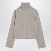 MM6 Maison Margiela Beige Wool-Blend Turtleneck Sweater with Black Elbow Patches Beige