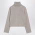 MM6 Maison Margiela Beige Wool-Blend Turtleneck Sweater with Black Elbow Patches Beige