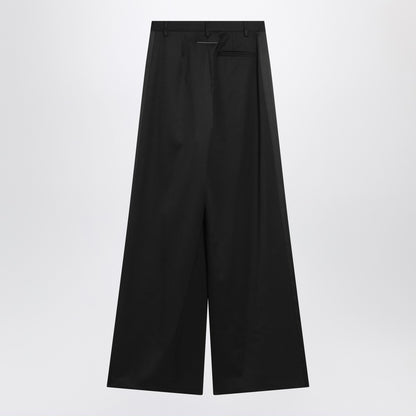 MM6 Maison Margiela Black Satin Wide-Leg Palazzo Trousers Black