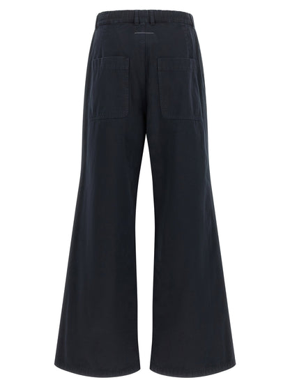 Mm6 Maison Margiela White Stitch Line Pants Blue