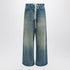 MM6 Maison Margiela Wide-Leg Washed Blue Jeans with Drawstring Waist Blue