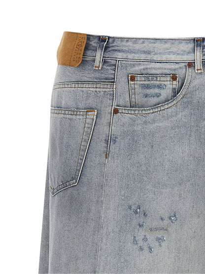 Mm6 Maison Margiela Asymmetrical Construction Skirt Light blue