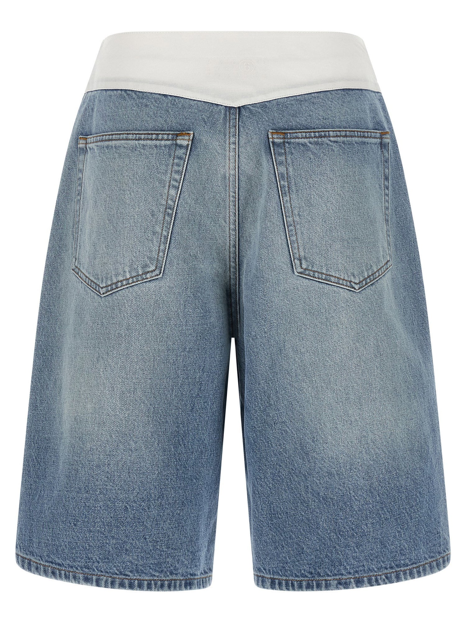 Mm6 Maison Margiela White Carré Bermuda Shorts Light blue