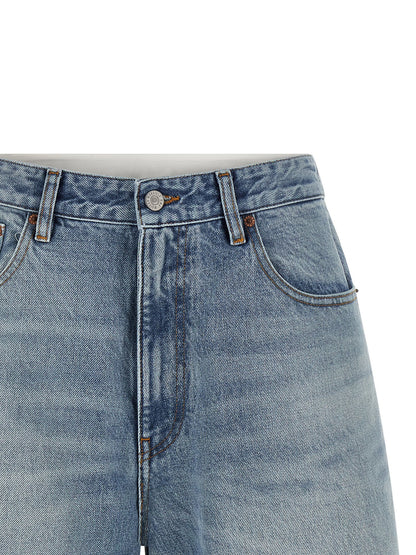Mm6 Maison Margiela White Carré Bermuda Shorts Light blue
