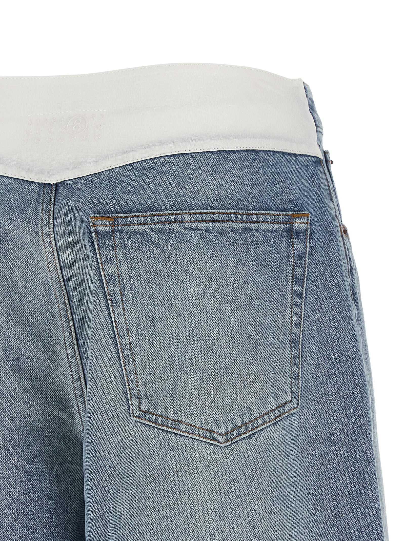 Mm6 Maison Margiela White Carré Bermuda Shorts Light blue