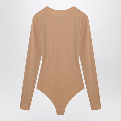 MM6 Maison Margiela Skin-tone Lycra Jersey Bodysuit Beige