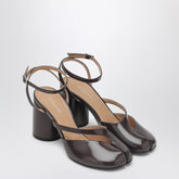 Maison Margiela Brown Brushed Leather Tabi Sandals with Cylindrical Heel Brown