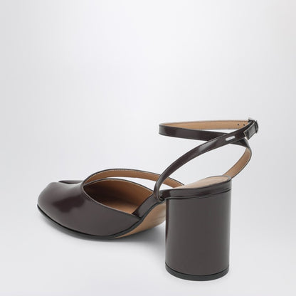 Maison Margiela Brown Brushed Leather Tabi Sandals with Cylindrical Heel Brown