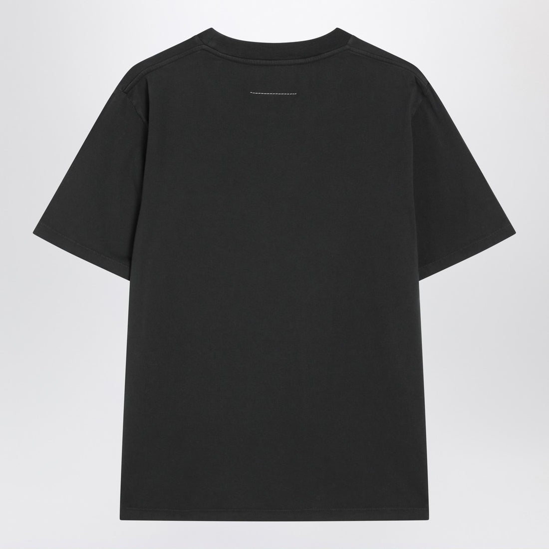 MM6 Maison Margiela Black Cotton T-Shirt with Numeric Patch and Tape Detail Black