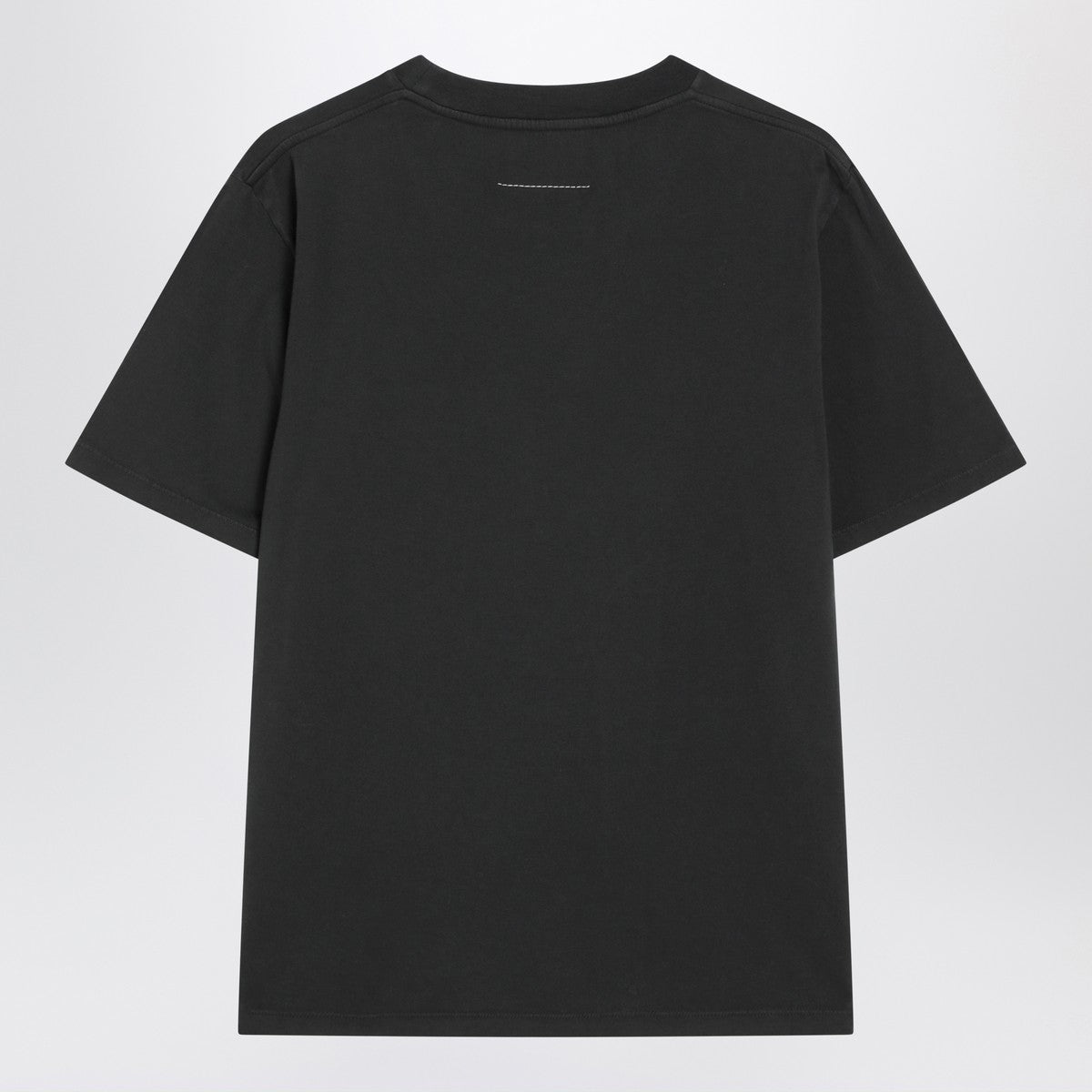 MM6 Maison Margiela Black Cotton T-Shirt with Numeric Patch and Tape Detail Black