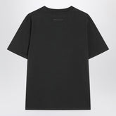 MM6 Maison Margiela Black Cotton T-Shirt with Numeric Patch and Tape Detail Black