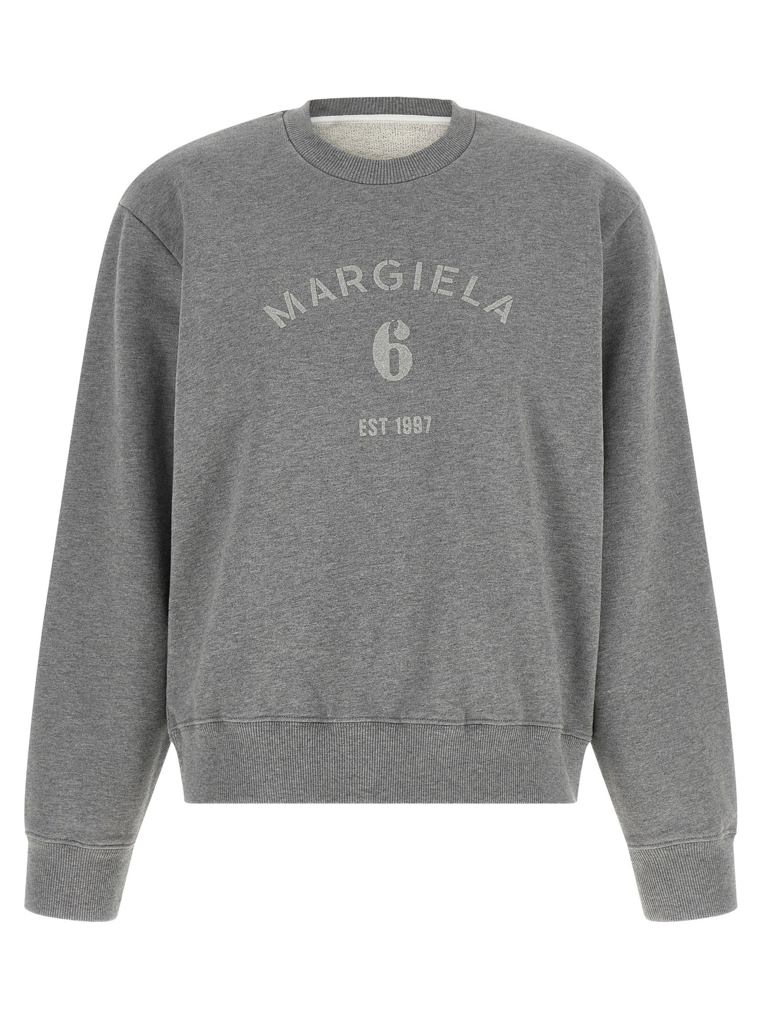 Mm6 Maison Margiela Logo Print Sweatshirt Gray