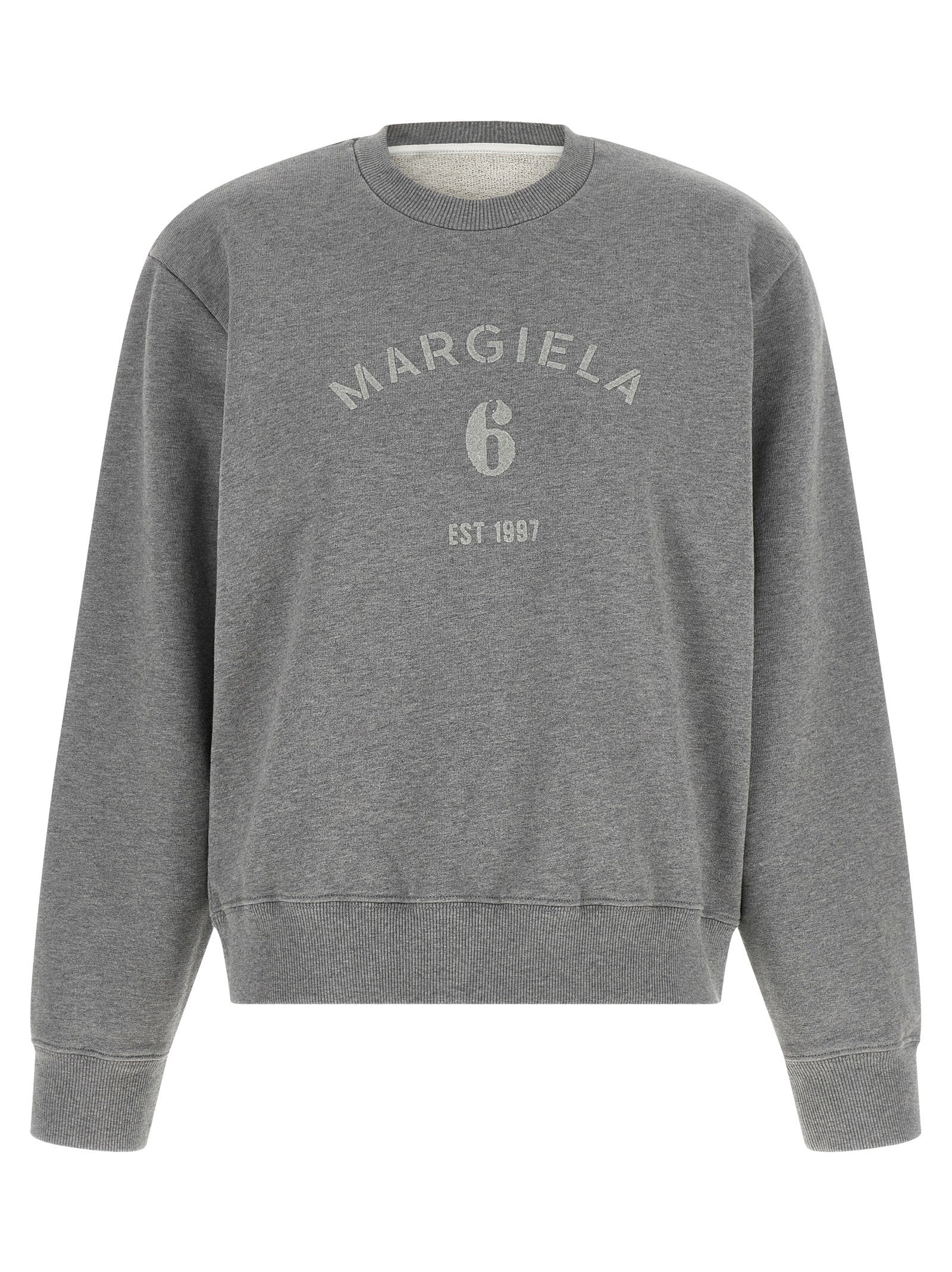 Mm6 Maison Margiela Logo Print Sweatshirt Gray