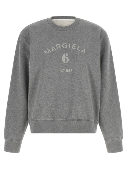 Mm6 Maison Margiela Logo Print Sweatshirt Gray