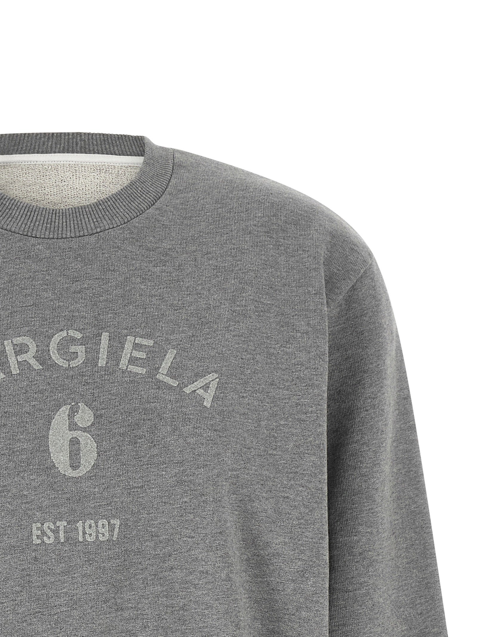 Mm6 Maison Margiela Logo Print Sweatshirt Gray