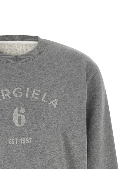 Mm6 Maison Margiela Logo Print Sweatshirt Gray
