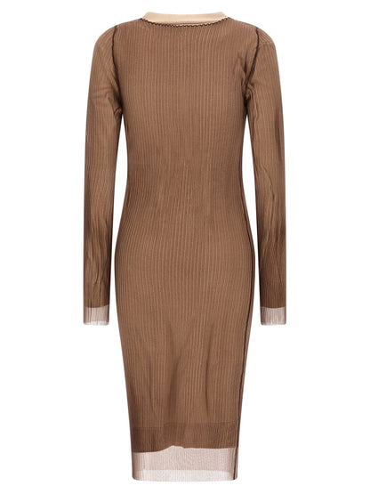 Mm6 Maison Margiela Trapped Double Layer Dress Beige