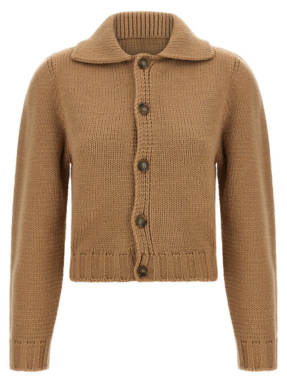 Mm6 Maison Margiela White Stitch Line Cardigan Beige