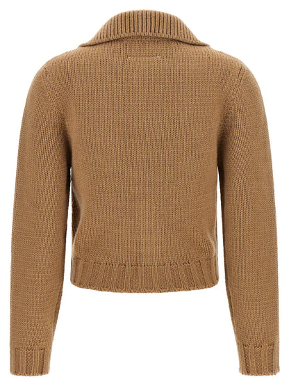 Mm6 Maison Margiela White Stitch Line Cardigan Beige