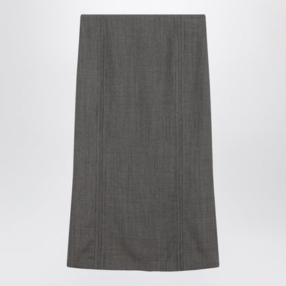 MM6 Maison Margiela Patterned Wool Midi Skirt Brown