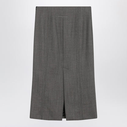 MM6 Maison Margiela Patterned Wool Midi Skirt Brown