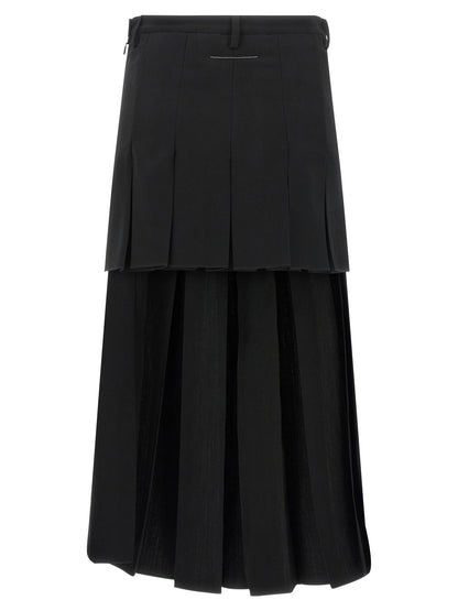 Mm6 Maison Margiela Overlapping Pleated Skirt Black