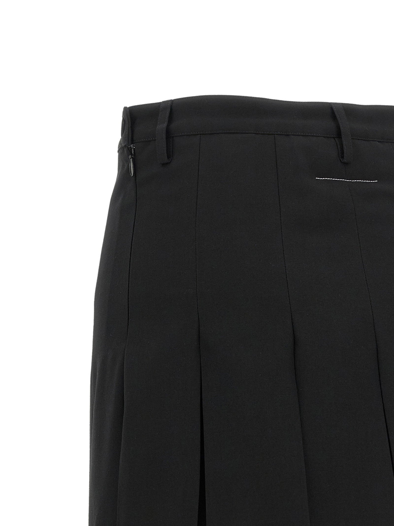 Mm6 Maison Margiela Overlapping Pleated Skirt Black