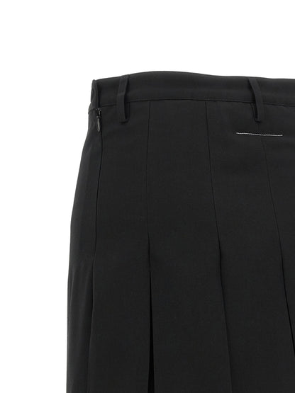 Mm6 Maison Margiela Overlapping Pleated Skirt Black