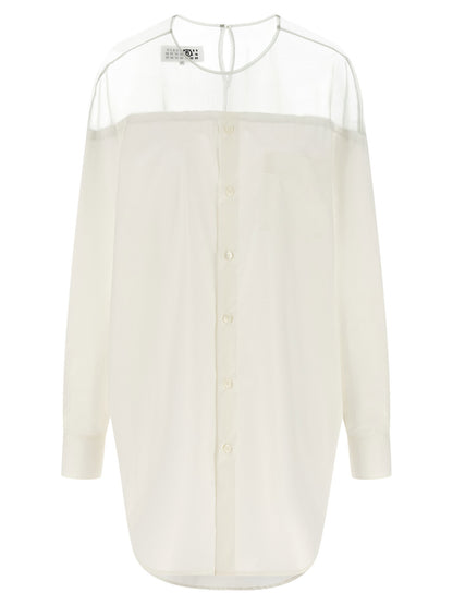 Mm6 Maison Margiela Tulle Insert Shirt White