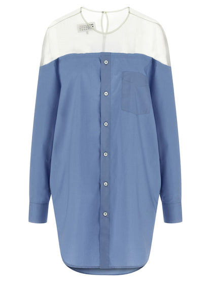 Mm6 Maison Margiela Tulle Insert Shirt Light blue