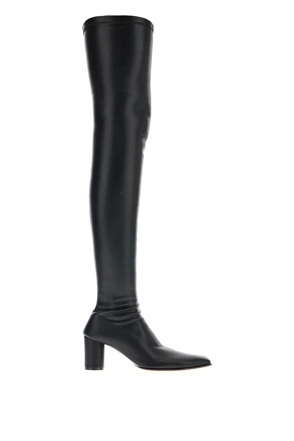 Stretch Leather Thigh High Boots