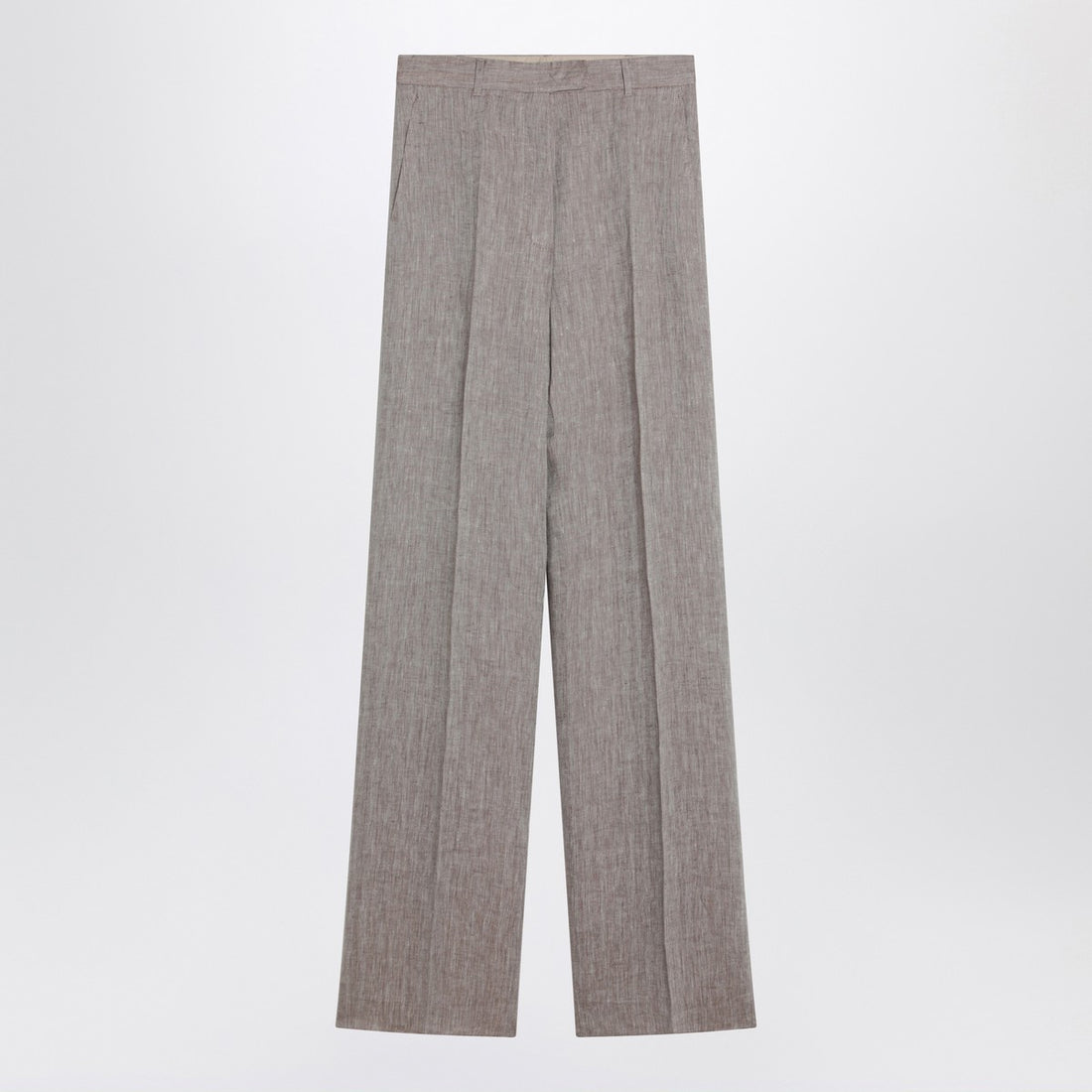 Max Mara Studio Beige Straight Linen Trousers Beige