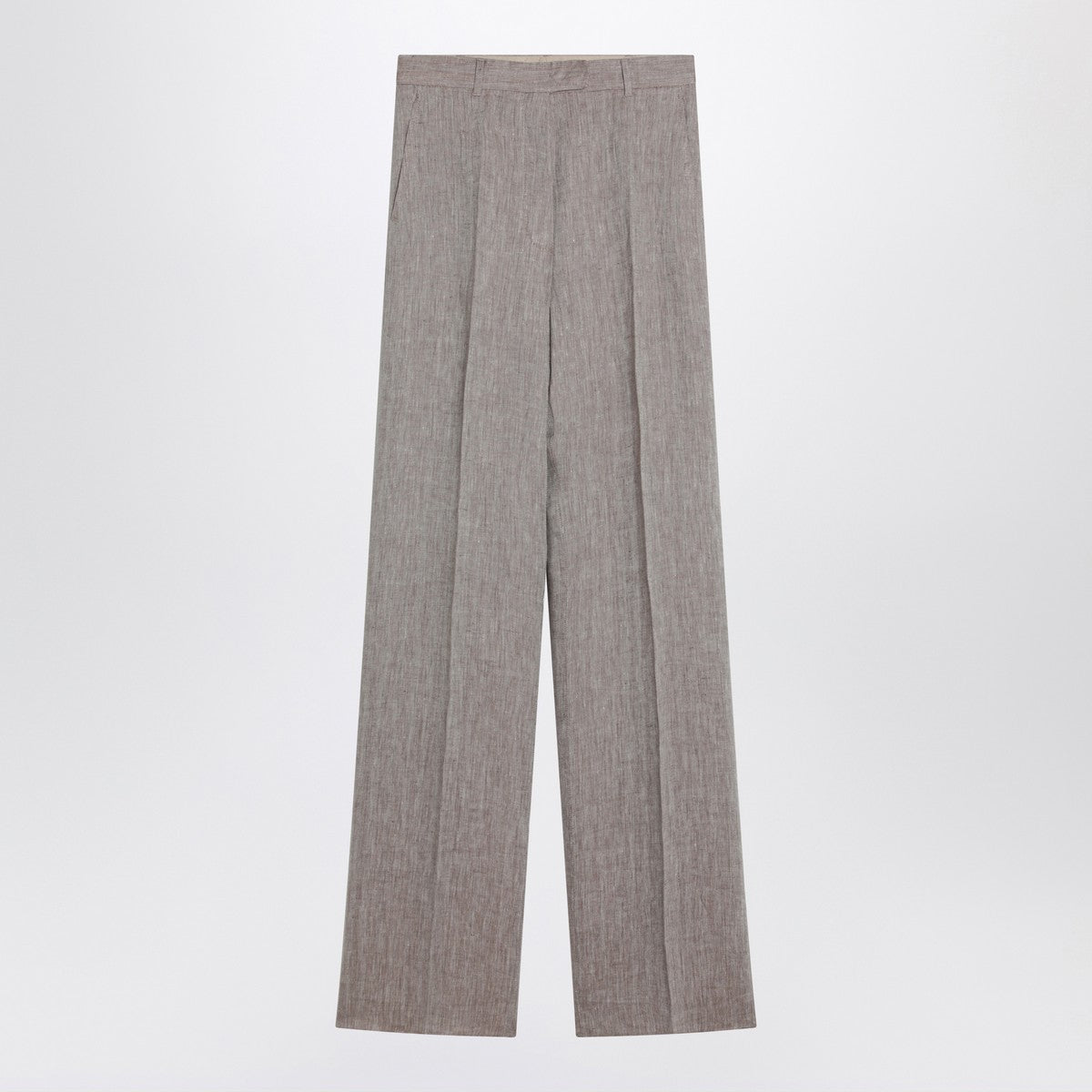 Max Mara Studio Beige Straight Linen Trousers Beige