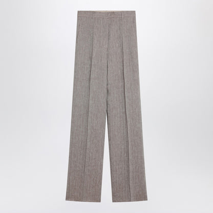 Max Mara Studio Beige Straight Linen Trousers Beige