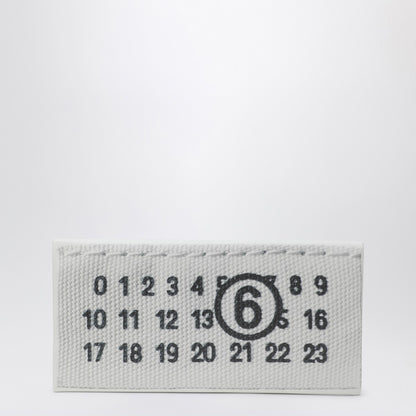 MM6 Maison Margiela White Rectangular Fabric Clutch with Numeric Logo and Zip Closure White