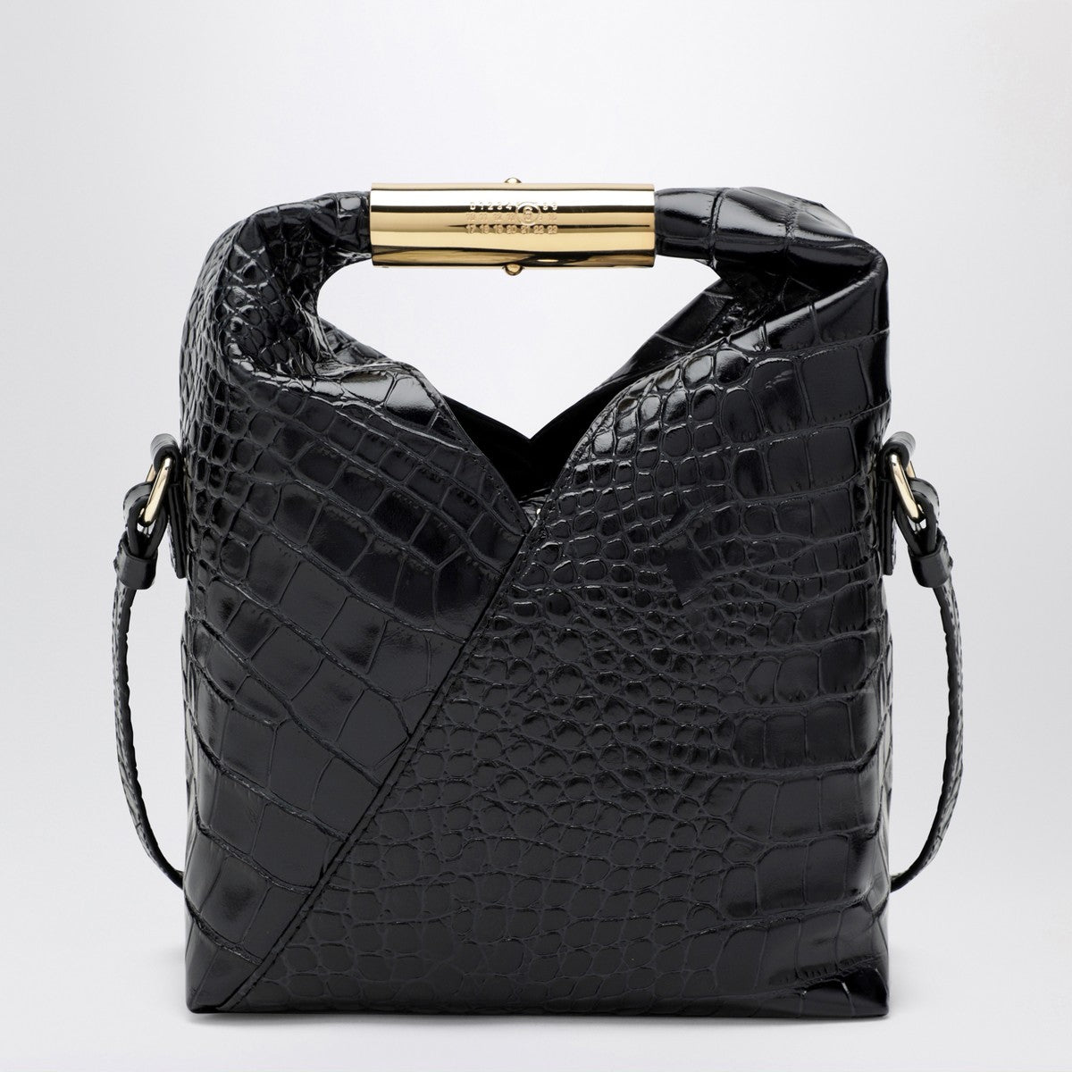 MM6 Maison Margiela Small Japanese Crocodile-Embossed Leather Bag Black