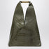 MM6 Maison Margiela Medium Olive Green Embossed Crocodile-Effect Leather Handbag with Brass Handle green