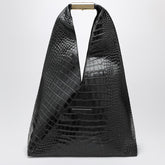 MM6 Maison Margiela Medium Embossed Crocodile-Effect Leather Japanese Bag Black