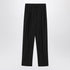 Max Mara Black Pinstriped Cropped Virgin Wool Trousers Black