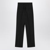 Max Mara Black Pinstriped Cropped Virgin Wool Trousers Black