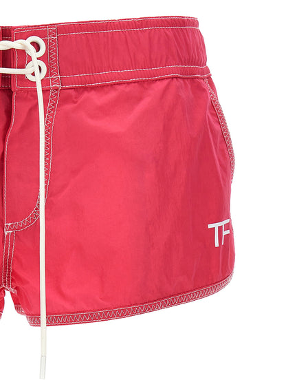 Tom Ford Logo Nylon Shorts Fuchsia