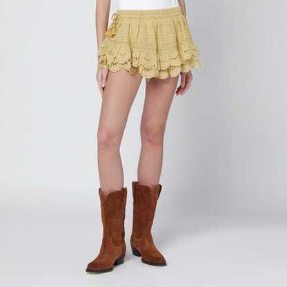 ISABEL MARANT Étoile Puria Lace Ruffle Shorts Yellow