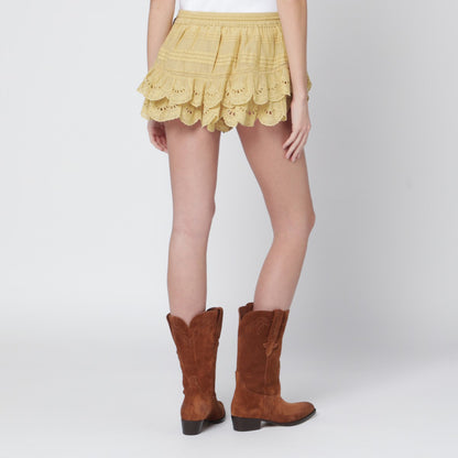ISABEL MARANT Étoile Puria Lace Ruffle Shorts Yellow